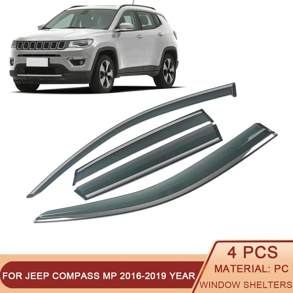 

For JEEP Compass MP 2016-2019 Car Window Sun Rain Shade Visor Shield Shelter Protector Cover Trim Frame Sticker Accessories