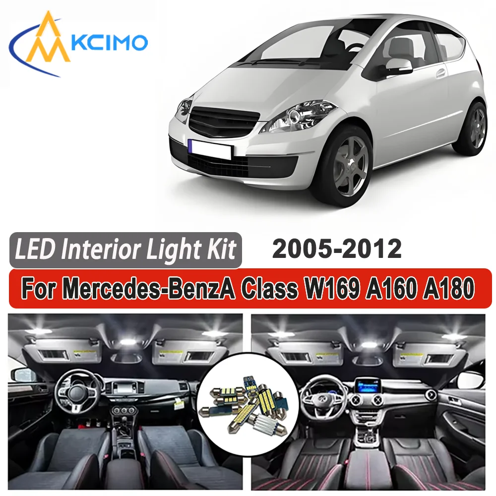 

Kcimo For Mercedes-Benz A Class W169 A160 A180 A200 2005-2012 Premium Bright LED Interior Dome Map Trunk Light Kit Car Led Lamps