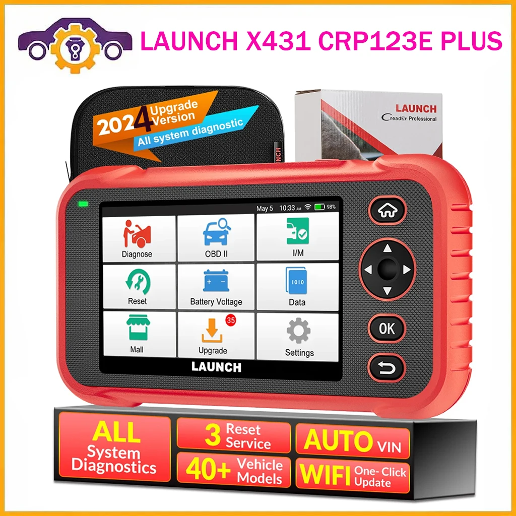 

LAUNCH X431 CRP123E PLUS 2 Years Free Update Full System Diagnostic Tools Car OBD Scanner 3 Resets With AT SAS OIL Brake Reset