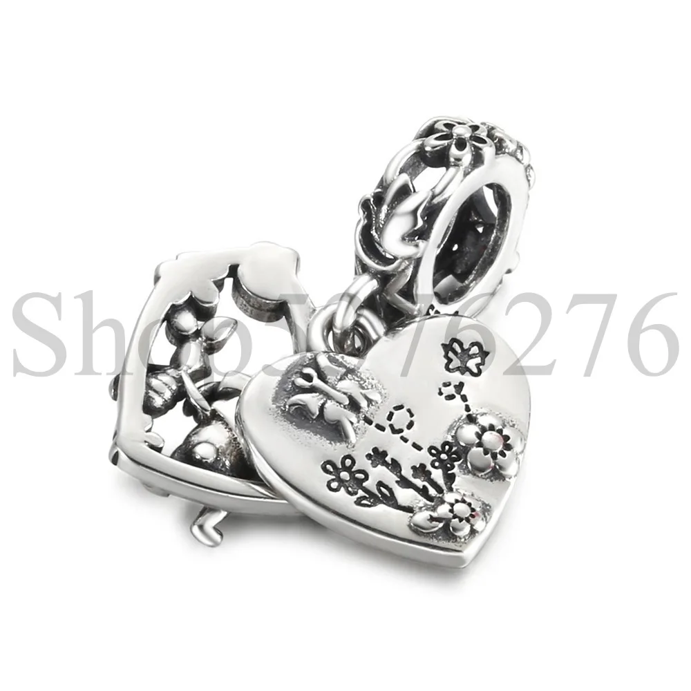 

925 Silver Bead Apple Heart Love 90th Anniversary Dancing Dress Dangle Charm For Fashion Women Bracelet Bangle Gift DIY Jewelry