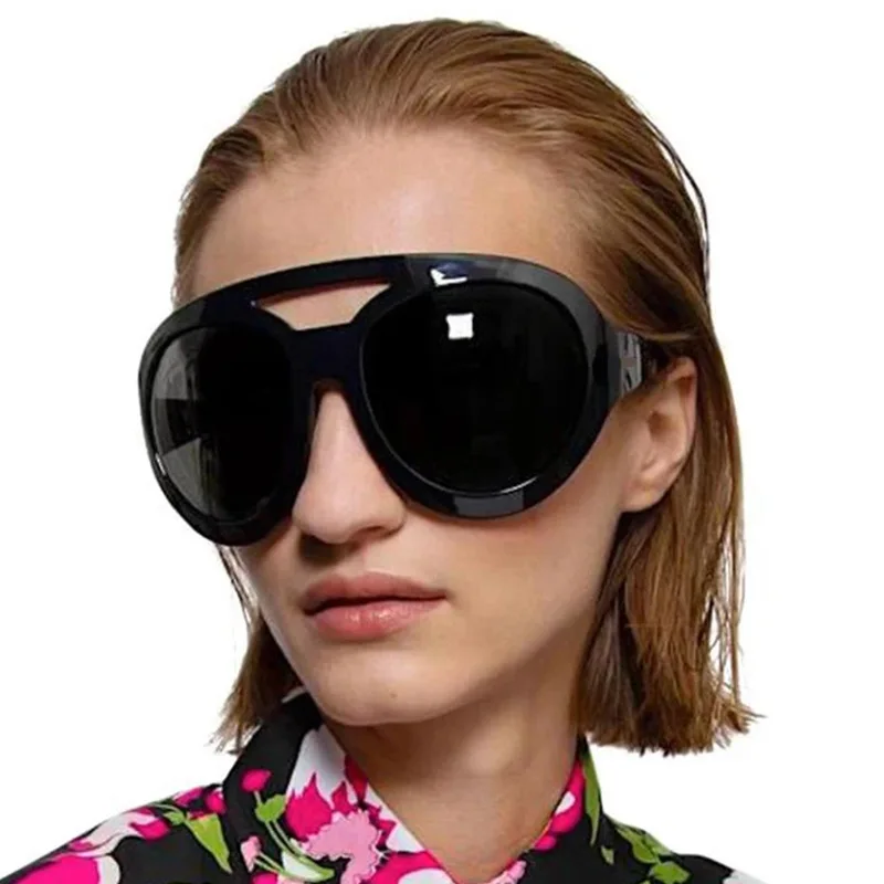 European American Style Sunglasses Women Double Bridge Round Shape Sunglass for Women Hip Hop Punk Outdoor Sunglasses