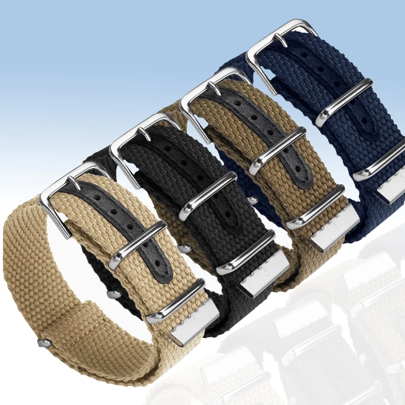 20 mm 22 mm wasserdichtes Nylonarmband für Rolex/Tudor/Casio Canvas-Armband/Citron Integriertes Uhrenarmband Schwarz/Blau/Armeegrün/Khaki