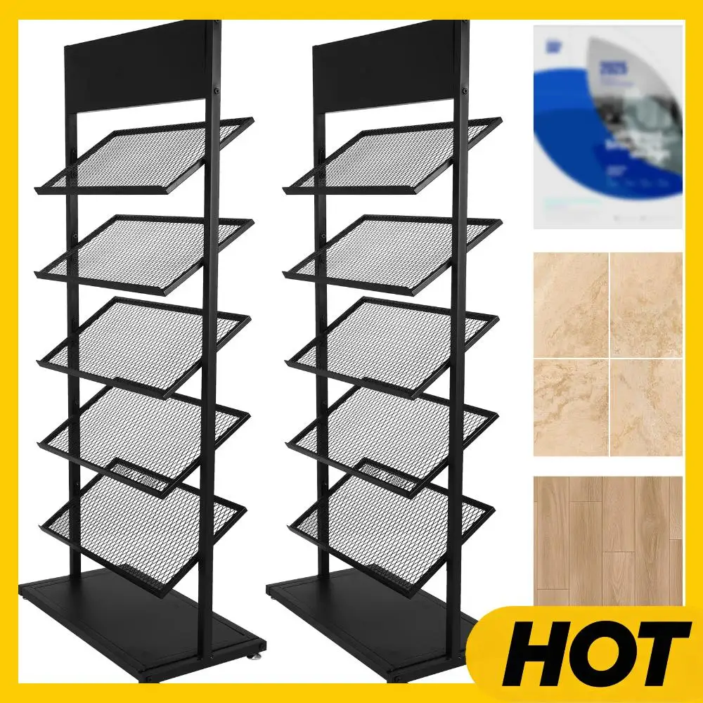 

2 Pack Metal Ceramic Tile Display Rack Large Capacity Multi-Layer Storage Shelf 5-Tier for Trade Show Vendor Events Craft Shows