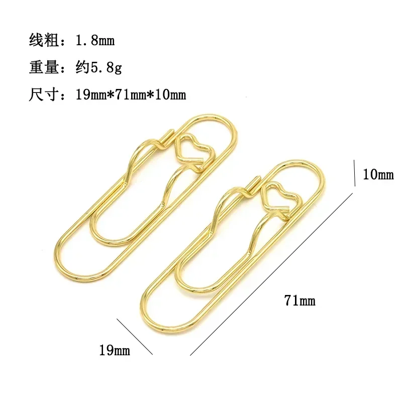 10 pcs Heart-shaped Metal Pen Clips Multi Function Pen Clip Holder Bookmarks For Notebooks Paper Clips Stationery Tool