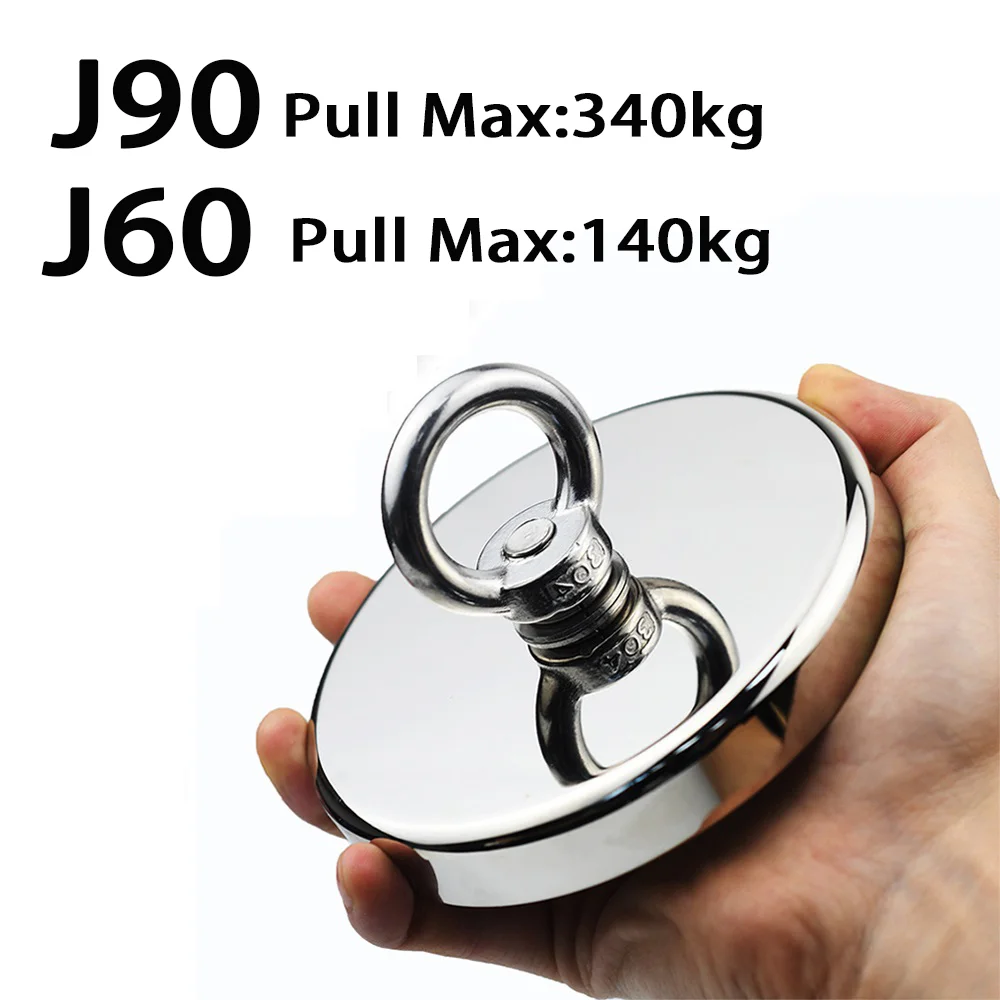 J90 Heavy Duty Fishing Magnet Hooks N28 Rare Earth Magnets Powerful Neodymium Magnet for Fishing Max size Multi-purpose Magnet