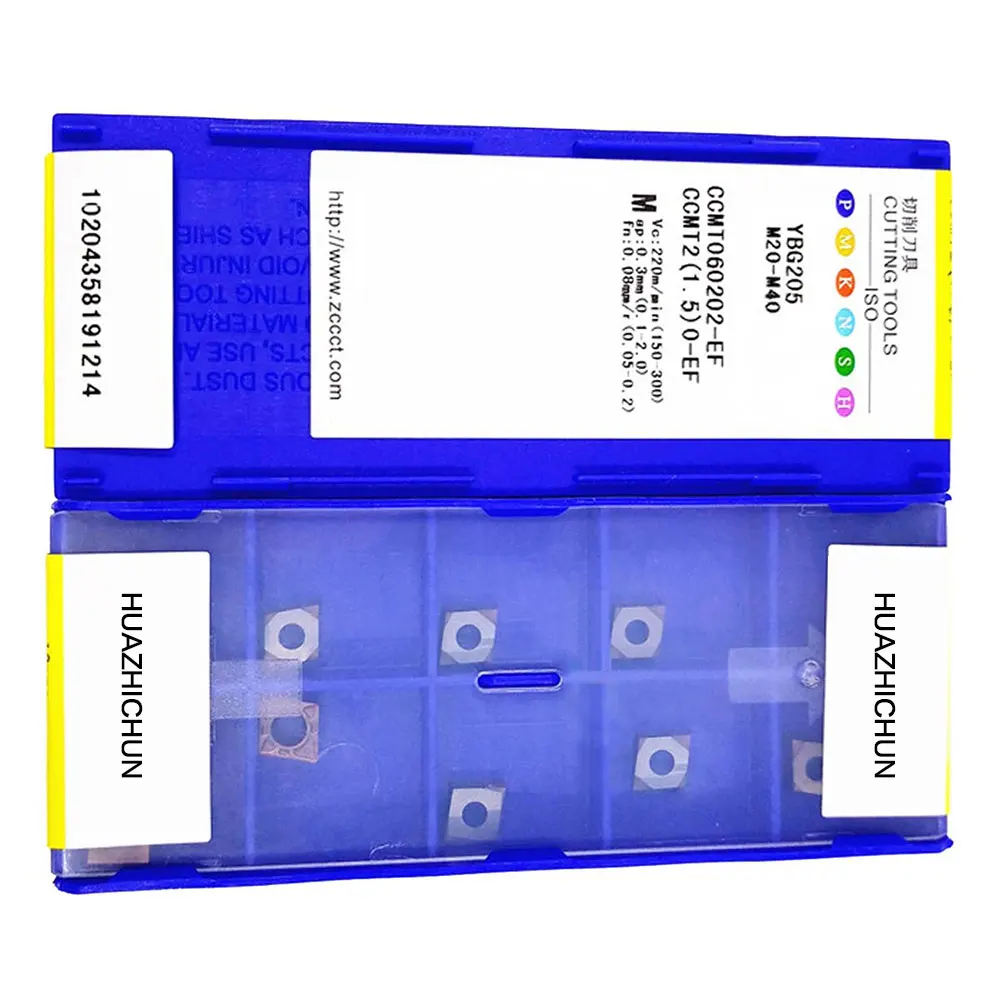 HUAZHICHUN CCMT060202-EF YBG205 CNC Carbide Inserts for  Turning Cutting Tools