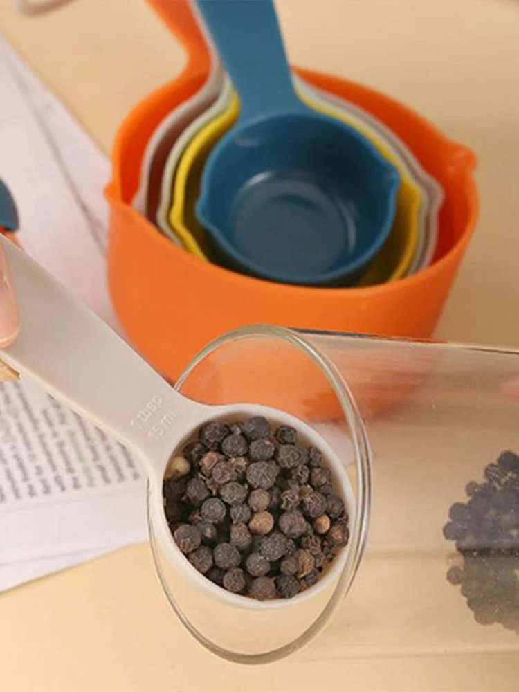 Ensemble de cuillères à mesurer colorées, 1 ensemble, 5 pièces, avec cuillère à mesurer graduée, pour poudre à pâtisserie