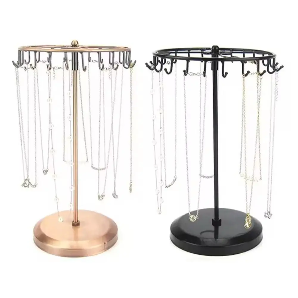 

Metal Rotating Necklace Holder Vintage 23 Hooks Jewlery Display Stand Iron Art Storage Organizer Bracelets Display Rack Rings