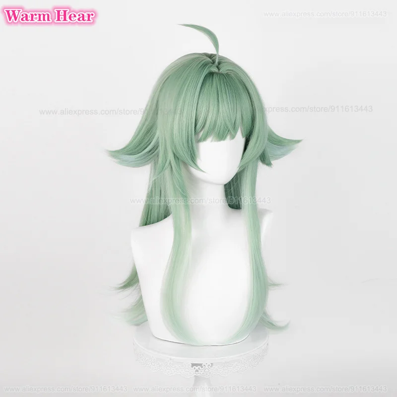 HuoHuo peruca cosplay feminina, perucas verdes longas, cabelo resistente ao calor, festa de Halloween, boné de jogo, novo design, 66cm