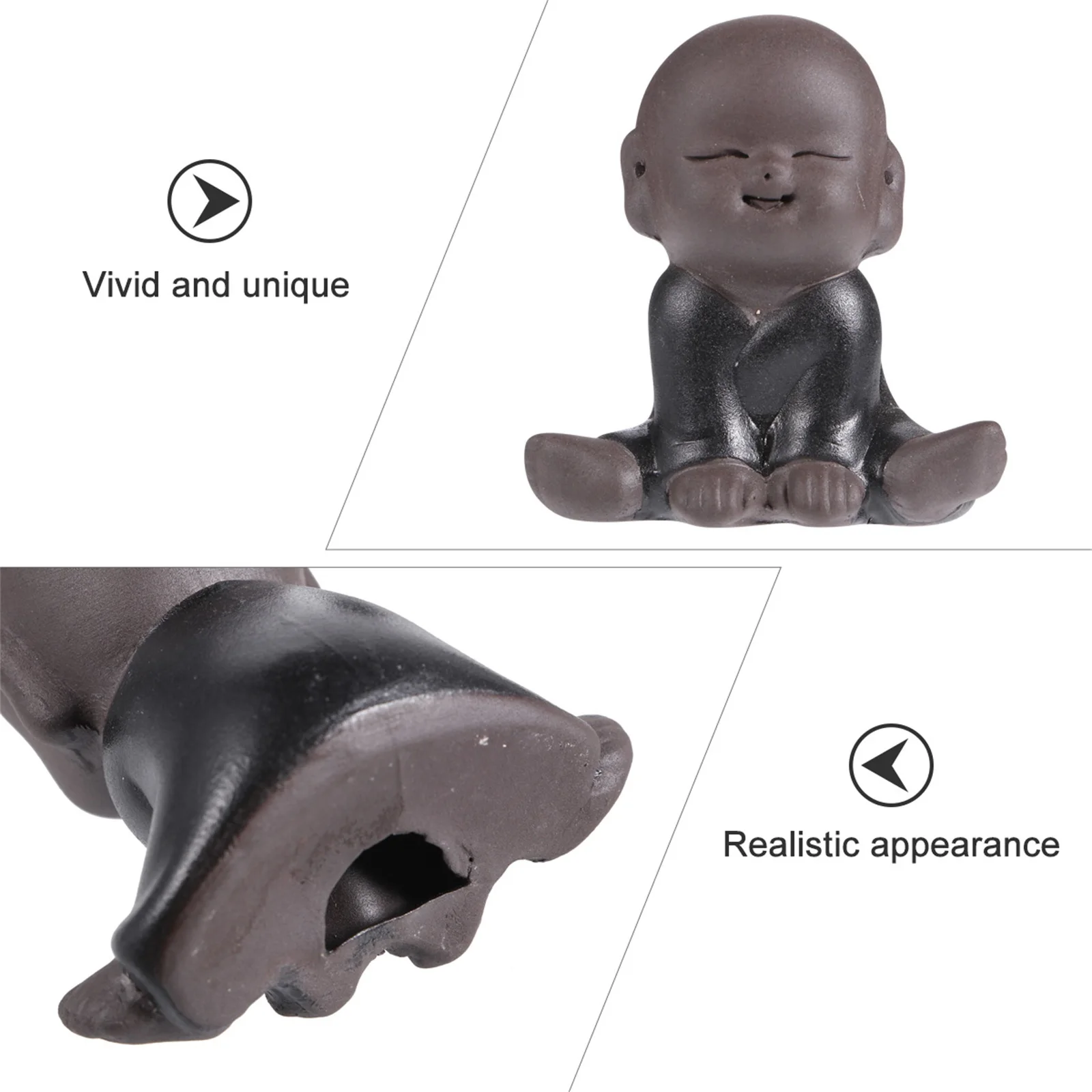 

4 шт., фиолетовое глиняное украшение для чая дзен-монах, яркое украшение Будды-монах для декора домашнего офиса, снятие стресса и атмосфера мира