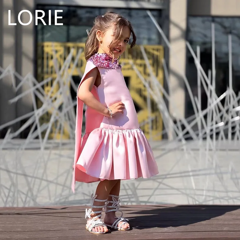 LORIE Hot Pink Flower Girl Dresses Paillette Applique Generous Little Girl Dress Princess Dress Baby Girl Dresses Customized2025