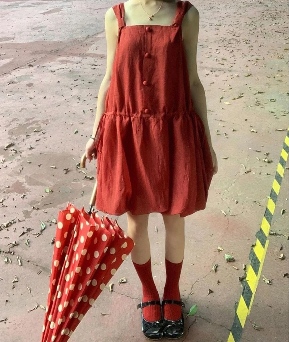 

Lantern Dress Summer New Button Sweet Age Reducing Short Skirt for Women