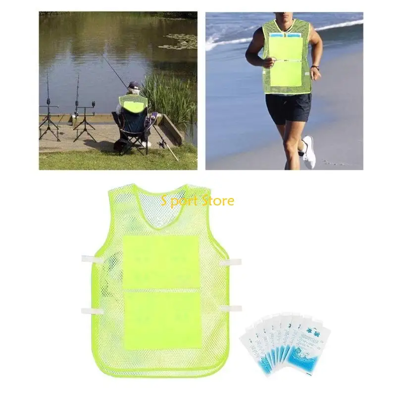 

U2JB Summer Cooling Vest Cool Jackets with Pockets for Outdoor Working Cooling Vest for Men Women Teens with 8Pcs Ice Packs