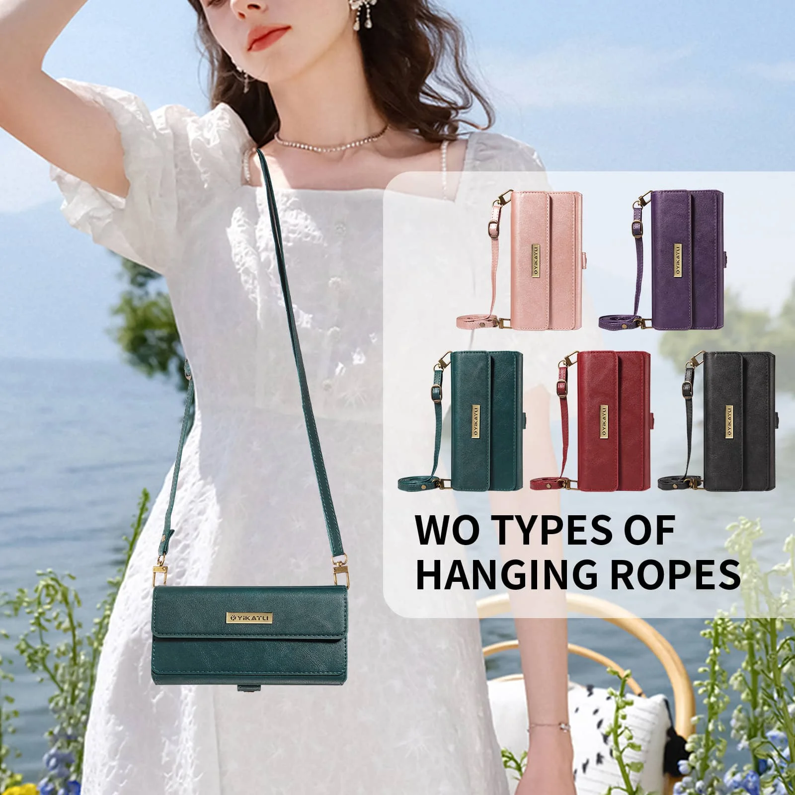Etui Portfel na Samsung Galaxy A73 A56 A55 A54 A53 A36 A35 A34 A26 A25 A16 A15 z 10 Przegródkami na Karty, Miękkie Magnetyczne Zapięcie, Pasek na Ramię — zdjęcie produktu 6