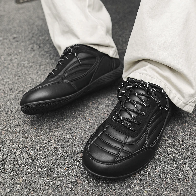 

Men's New Casual Board Shoes 2026 Spring Leather Breathable Walking Non-slip Thin Sole Trendy Retro Sports Racing Shoe Footwear