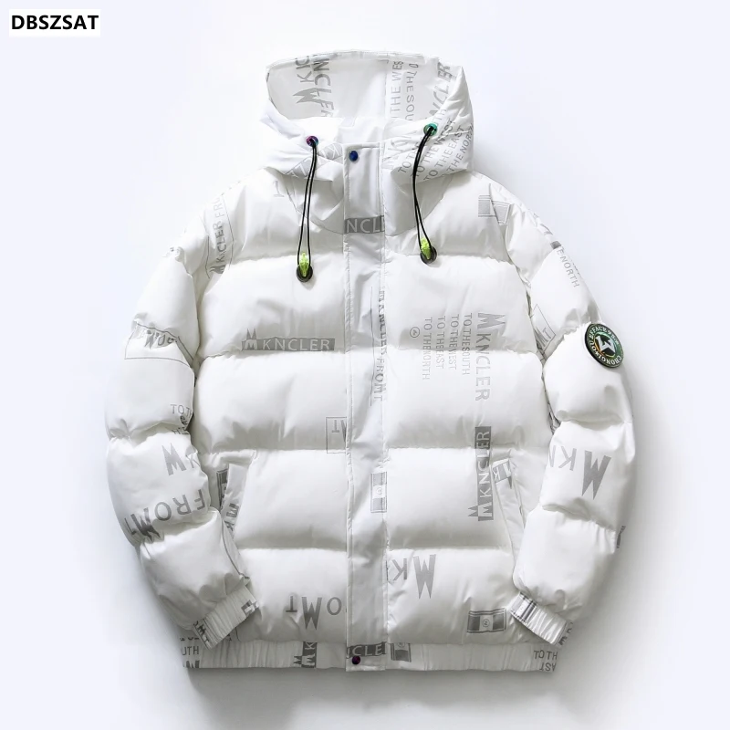 2023 New Cotton-Padded Jacket Men\'s Fashion Loose Brand Clothing Fashion Waterproof Print Coats Male Drop Ship