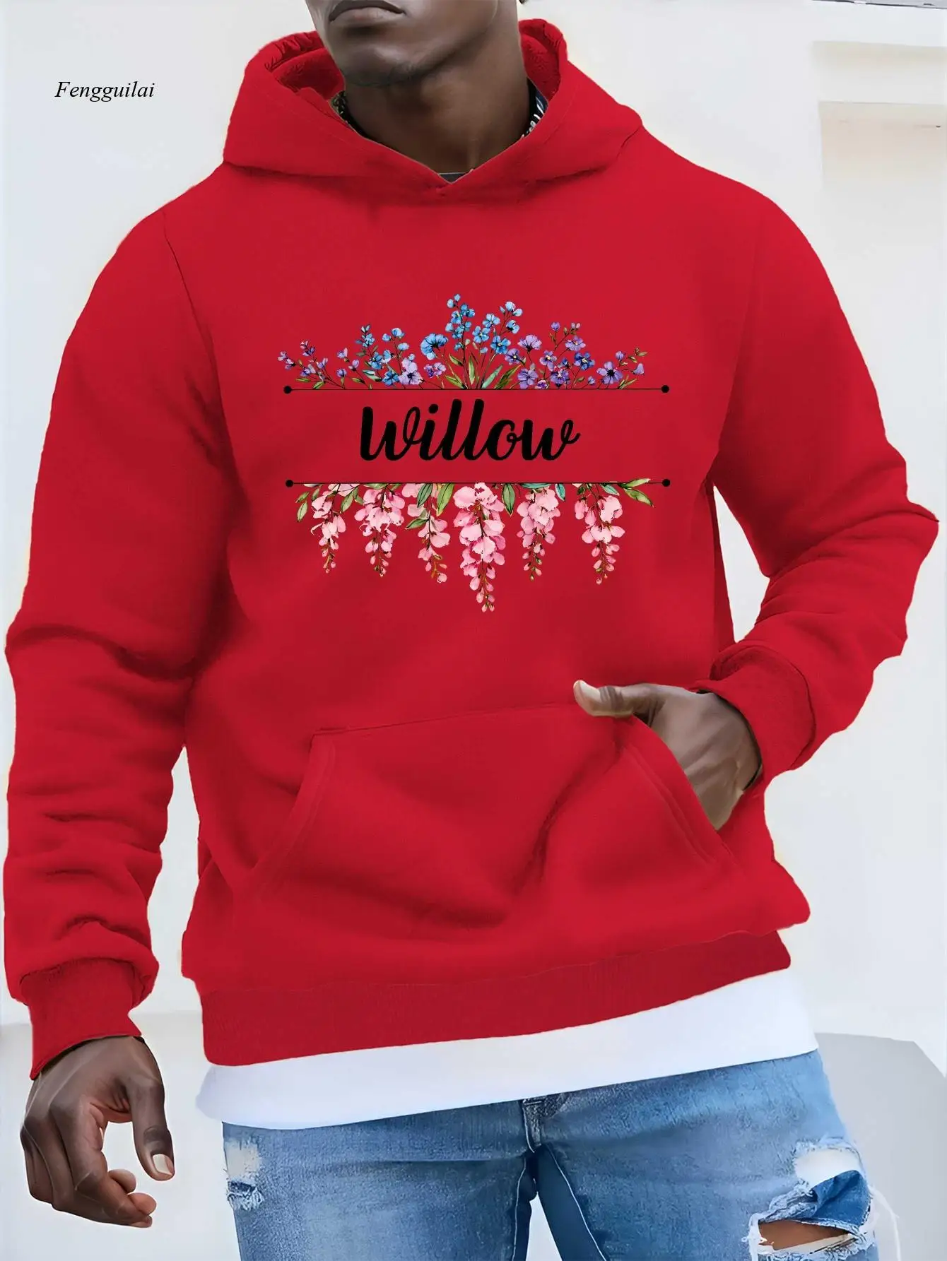 

Толстовка Loved Ones — с красочным ивовым и цветочным принтом, толстовка с капюшоном свободного кроя, повседневная зимняя одежда