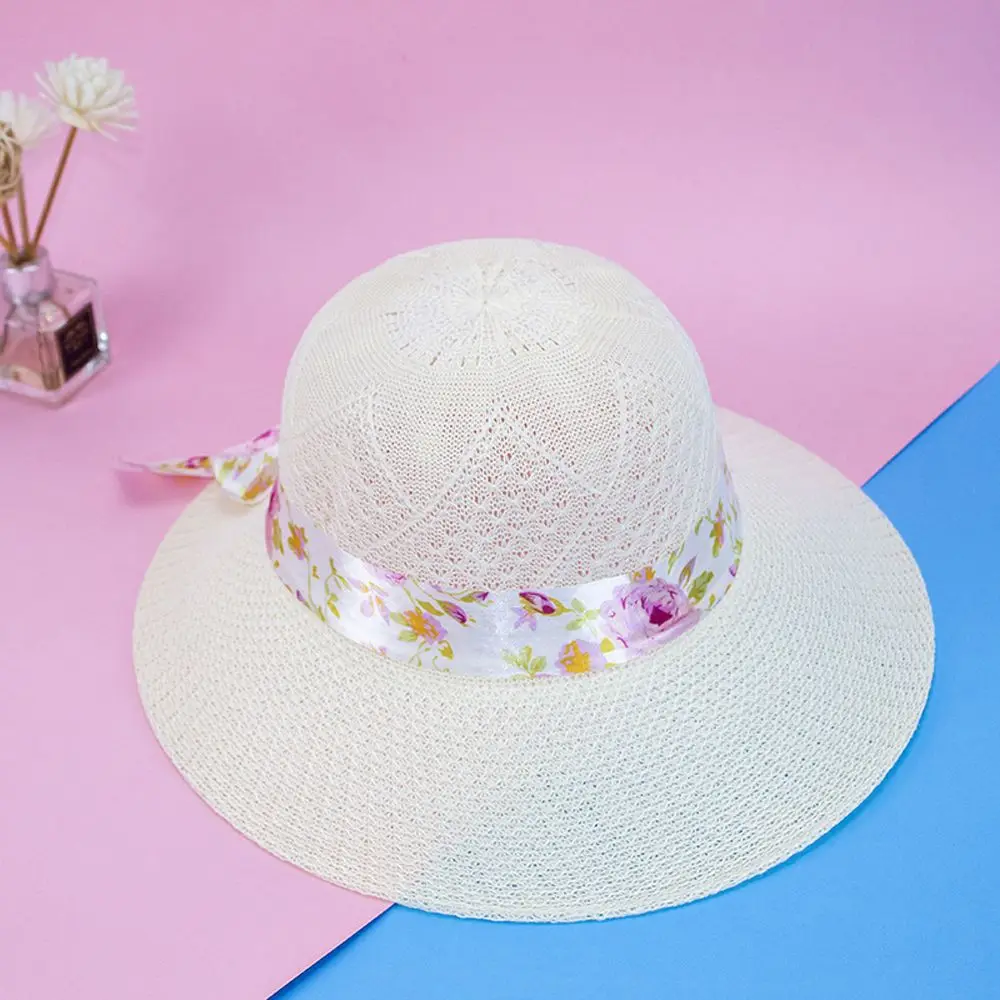 Holiday Breathable Fisherman Hats Women Girls UV Protection Women Sun Hat Wide Brim Straw Hats Beach Cap