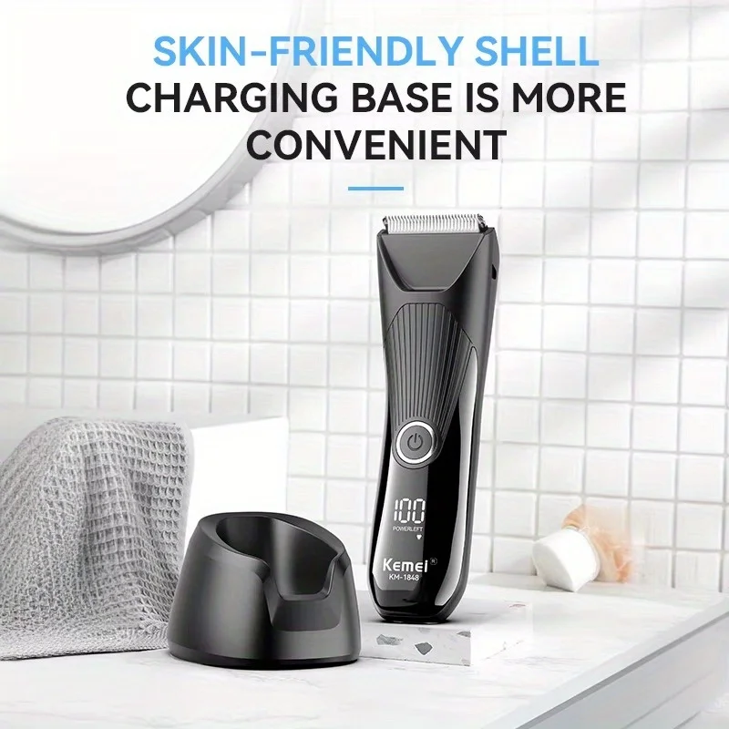 KEMEI km-1848 unisex electric hair clipper with base for home use, rechargeable USB charging