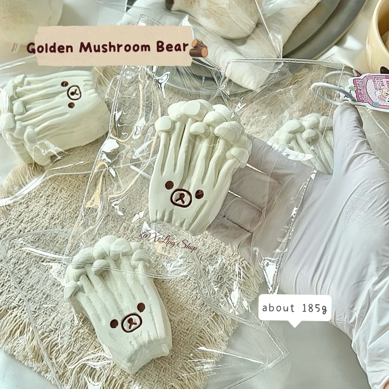 Sensación de Mantequilla! 1 pieza de Squishy hecho a mano! Oso de Silicona Dorado con Forma de Hongo para Aliviar el Estrés - Silicona de Grado Alimenticio