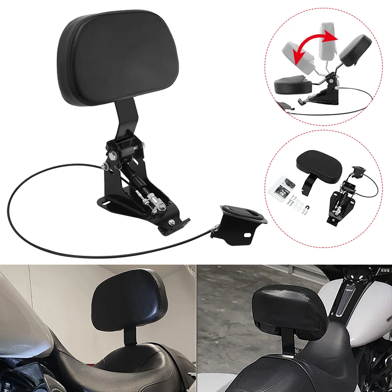 

Motorcycle Black Front Driver Rider Backrest Pad Mounting Parts For Harley Touring CVO Street Glide Road King Classic 2009-2023