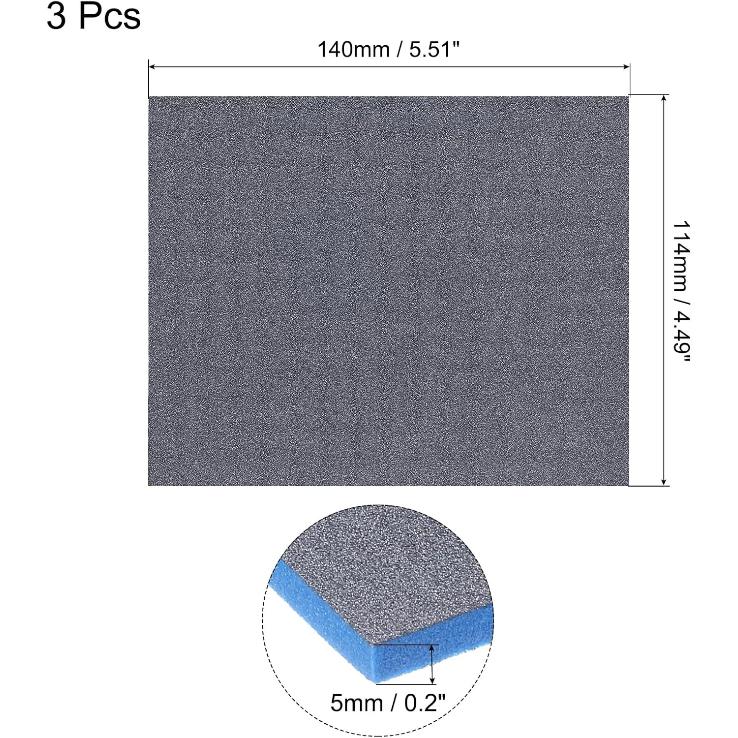 3er-Pack Schleifschwamm mit Körnung 320-1500, 4,5 x 5,5 x 0,2 Zoll, ultrafeiner Handschleifschwamm für Trocken- und Nassanwendungen, flexibel – Detail 2