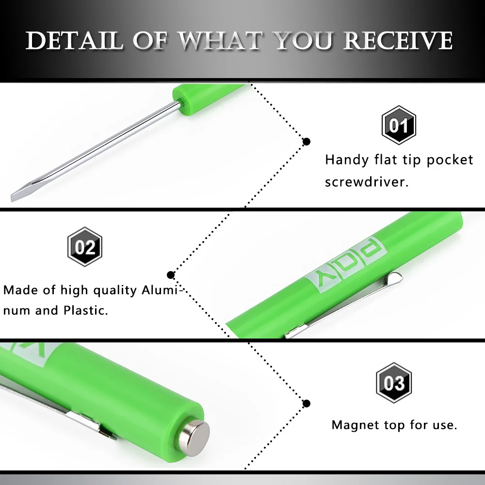 Mini Pocket Clips Screwdriver Strong Magnetic Slotted + Pocket Pry Bar Short Angled Operating Handy Tool 4-Sided Grip