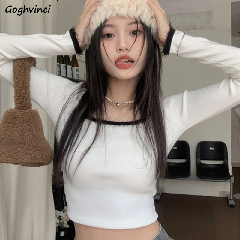 

Long Sleeve T-shirts for Women Furry Comfortable Chic Korean Fashion Autumn Ins Sweet Gentle Girls Popular Classic Basic Tops