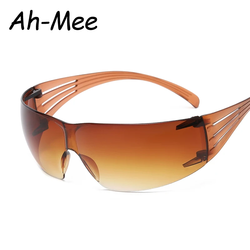 New Punk Sunglasses Goggle One Piece Rimless Sun Glasses Women Men 2000\'s Riding Sport Wrap Around Shades Eyewear UV400