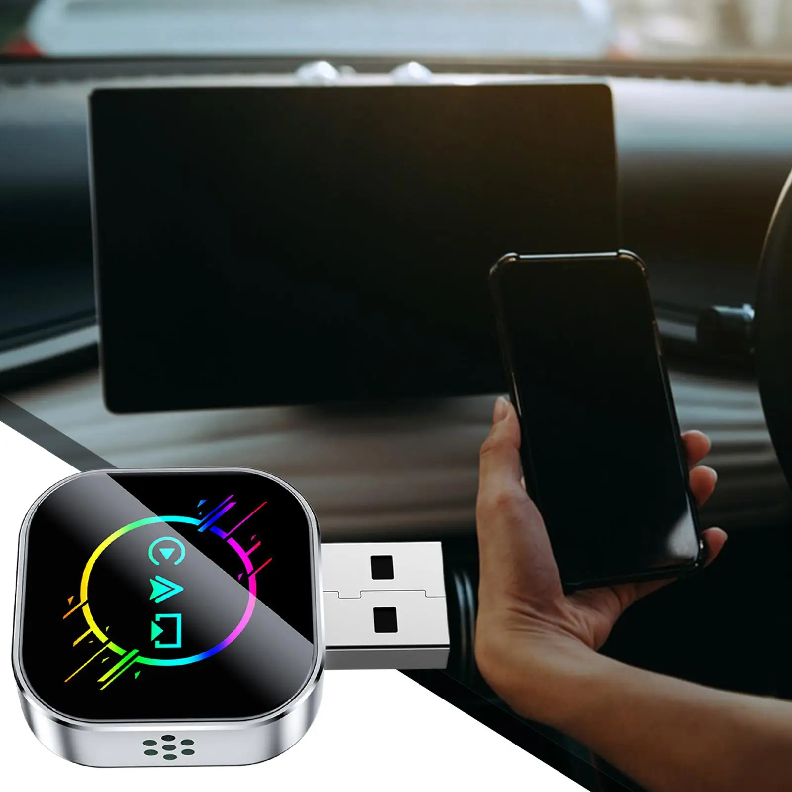 

Адаптер для зеркального отображения телефона в автомобиле, беспроводной конвертер для подключения телефона к экрану автомобиля, для ежедневных поездок и путешествий на дальние расстояния