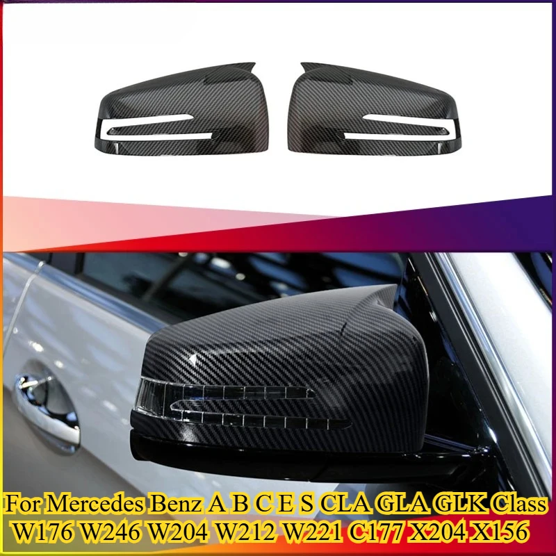 

2PCS for Mercedes Benz A B C E S CLA GLA GLK Class W176 W246 W204 W212 W221 C177 X204/156 Carbon Fiber Car Rearview Mirror Cover