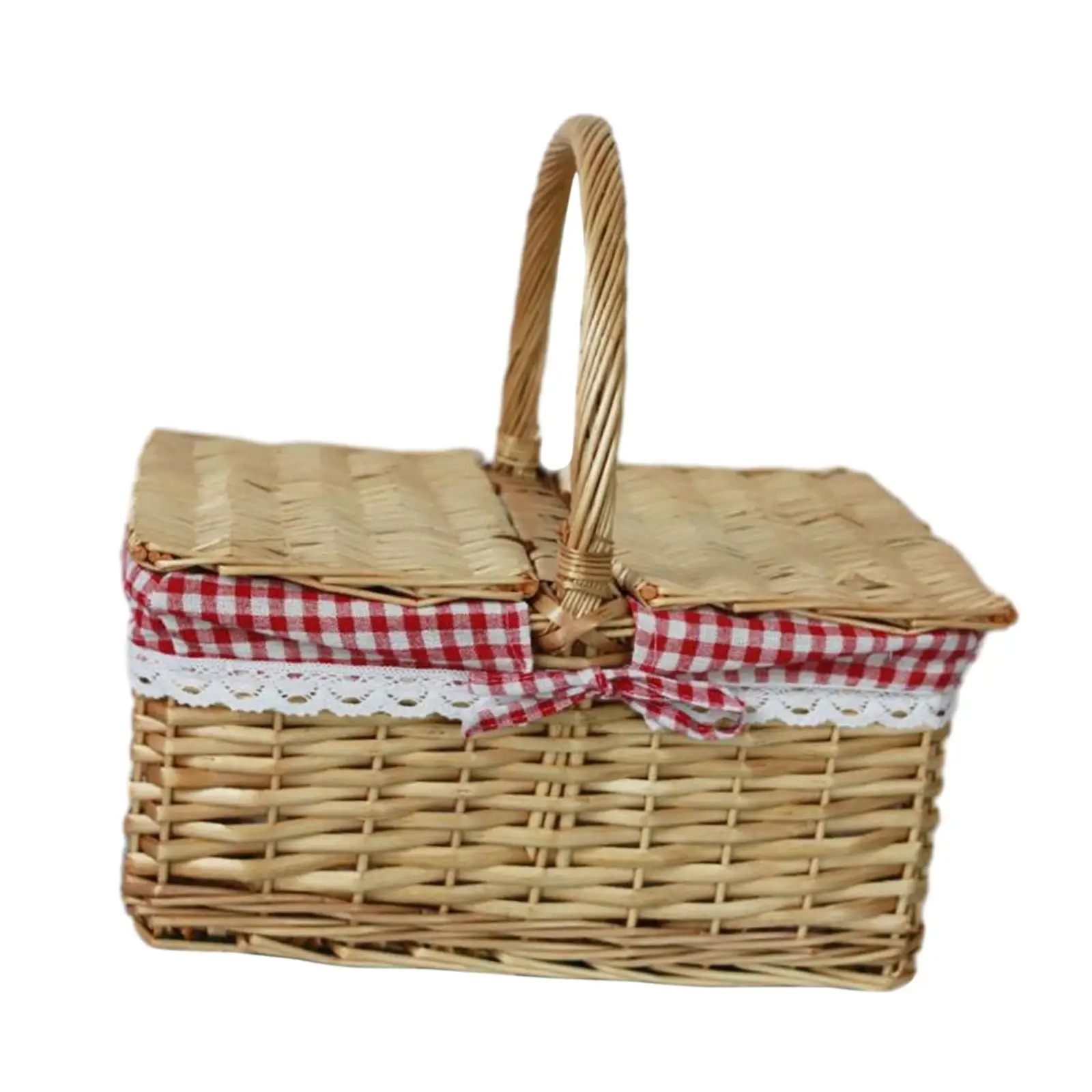 Picnic Basket Wicker Woven Basket for Hiking Decoration for Camping view 4