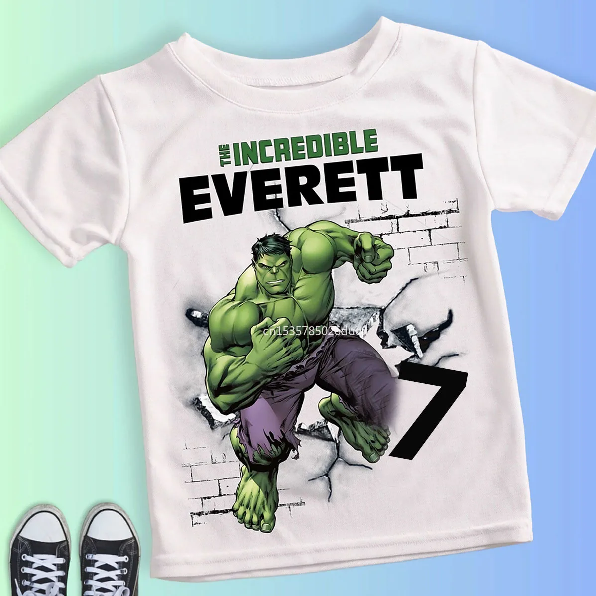 Boy Birthday Hulk Personalize Name Shirt Children 2 3 4 5 6 7 8 Years New Marvel Hulk Birthday Summer White Short Sleeve T-Shirt