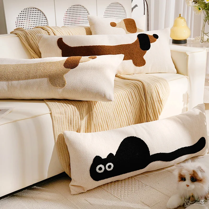 35x90CM Cute Cartoon Throw Pillow Cover Puppy Long Stamping Waist Cushion Cover Decor Home Animal Decorative Pillowcase