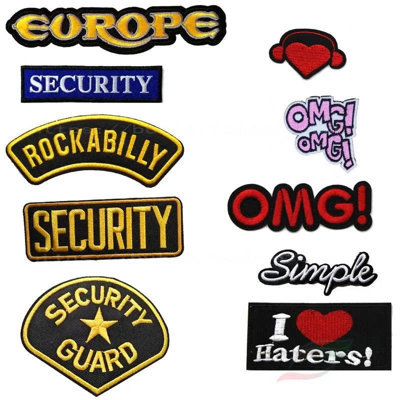 Adhesive embroidered fabric patch for heart-shaped earphone badges, shoulder badges, arm badges, A124DIY clothing patches