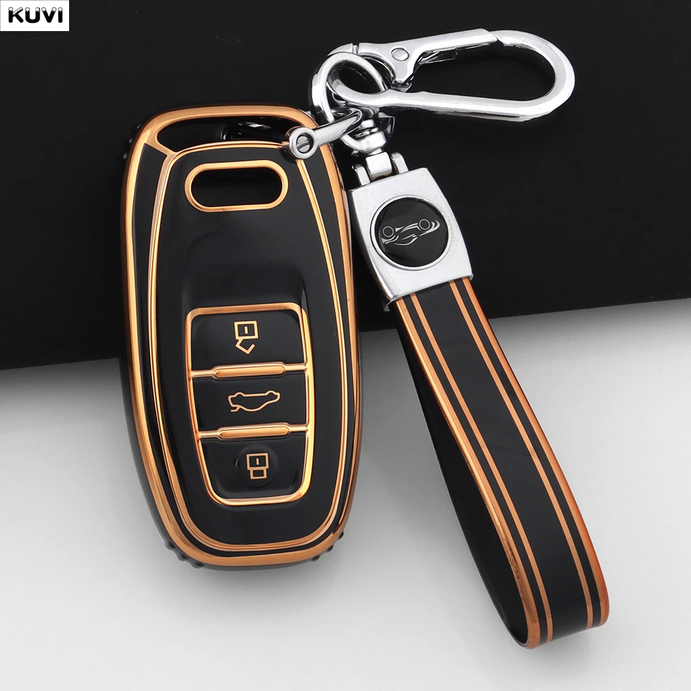 TPU Autoschlüsselhülle für Audi A1 A3 A4 A5 A6 A7 A8 Quattro Q3 Q5 Q7 S4 S5 S6 S7 S8 R8 TT Schlüsselanhänger Zubehör