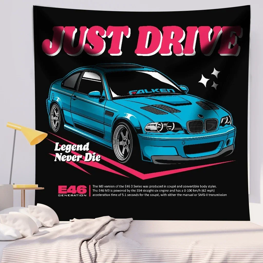 

Jdm Car Japanese Racing Game Neon Sport Skyline Sunset Tapestry Wall Decorative Bedroom