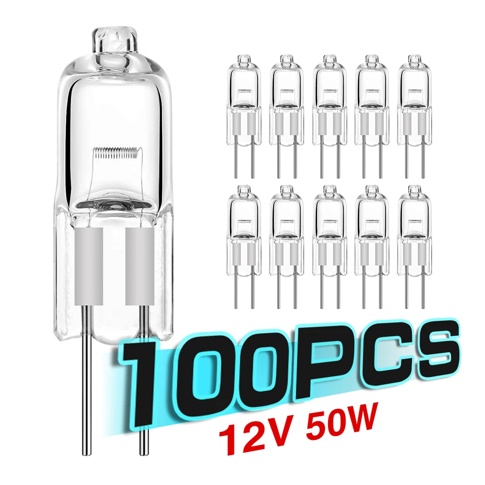 100pcs 12v g4 indoor lighting 5w/10w/20w/35w/50w inserted beads crystal lamps halogen bulb globe lot jc bi-pin led light bulbs