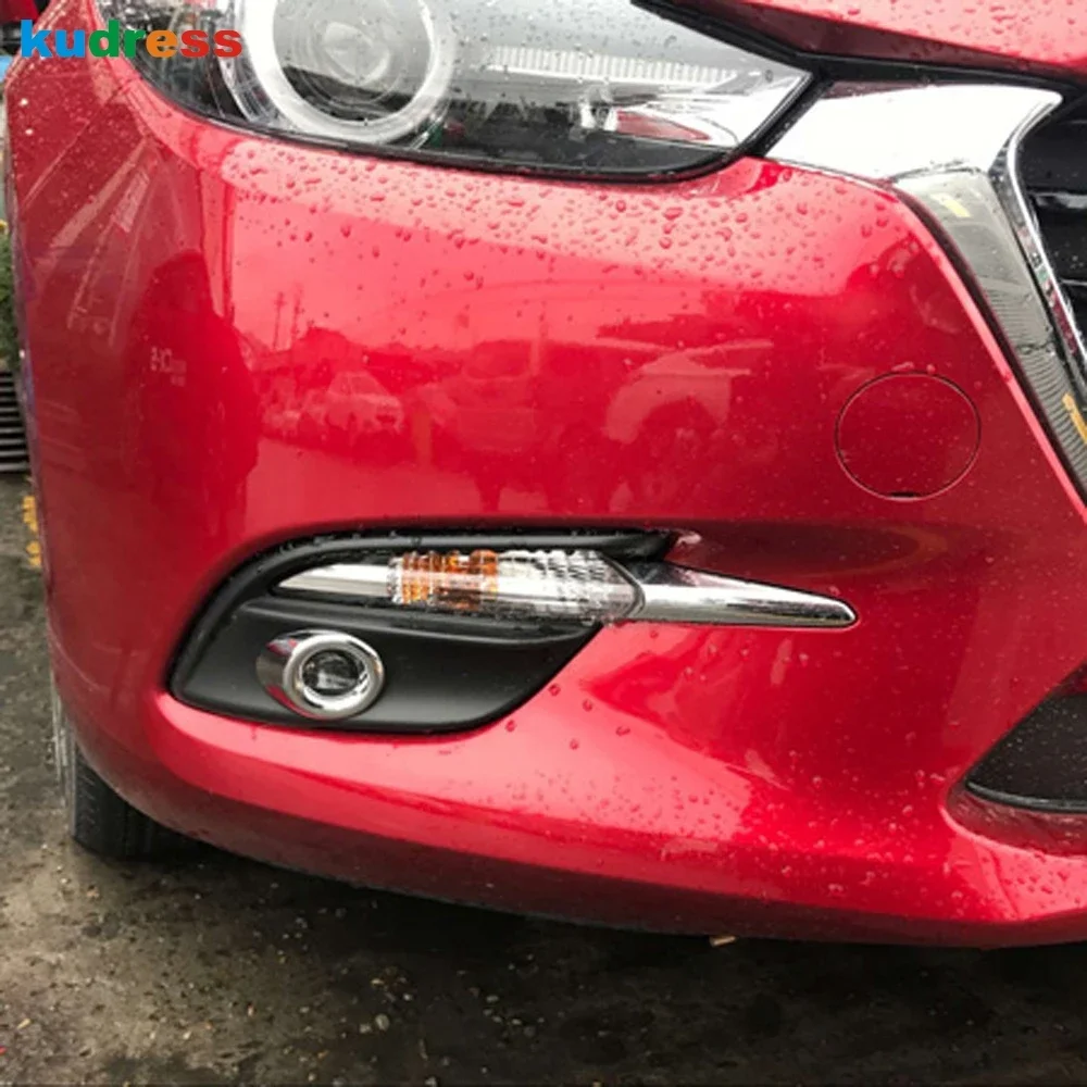 For Mazda 3 Axela 2017 2018 Chrome Car Front Fog Light Lamp Cover Trim Head Foglight Foglamp Bezel Trims Exterior Accessories