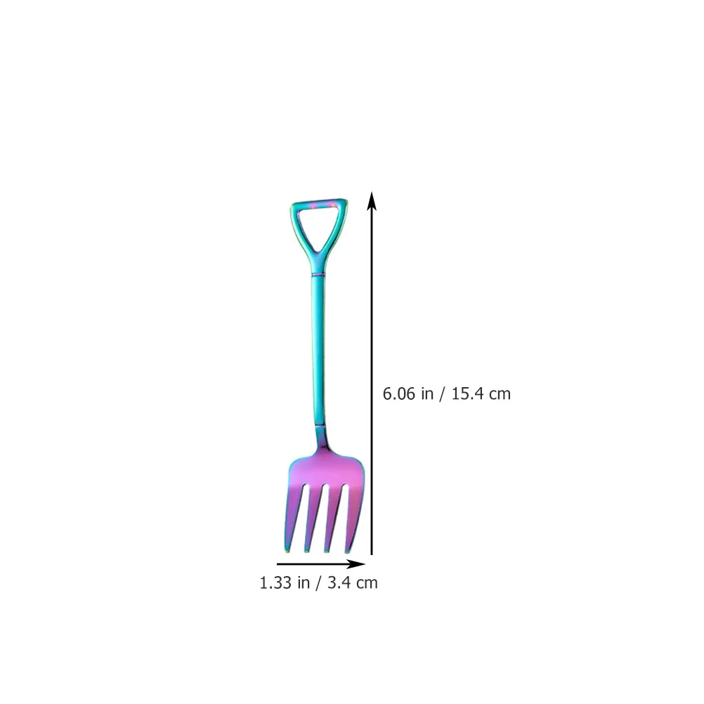 

6pcs Spoon Fork Set Stainless Steel Wear Resistant Rustproof Kitchen Gadget Creative Tableware Fruit Spoon Fork Coffee Shop