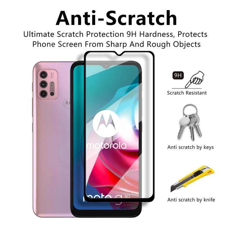 4in1 For Motorola Moto G30 Glass For Moto G31 G41 G82 G62 G52 G42 G50 G30 Tempered Glass 2.5D Full Cover Glue Screen Protector