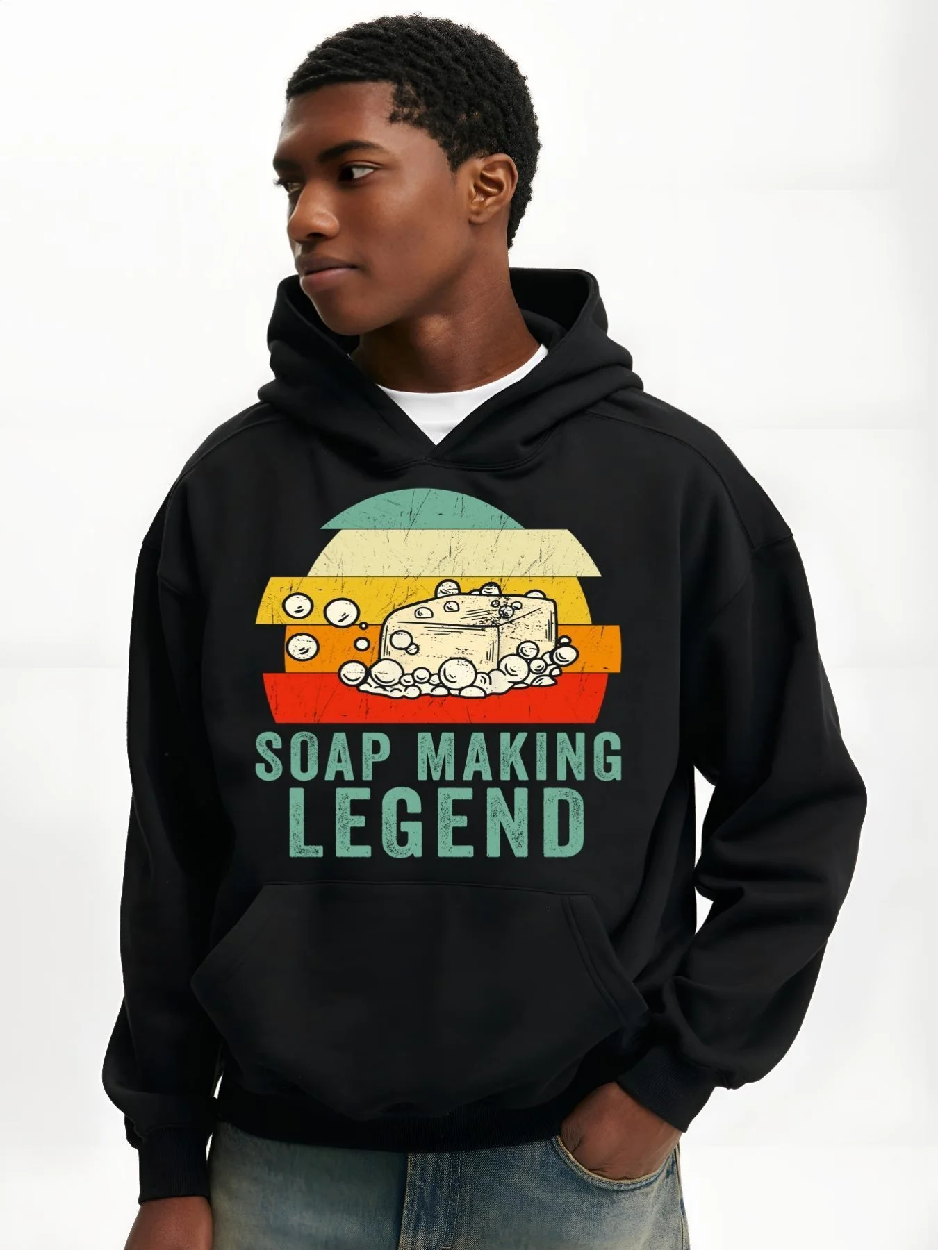 

Мужская толстовка с рисунком Legend Soap Making — мягкая эластичная толстовка с капюшоном и принтом инструментов для изготовления мыла, повседневный пуловер