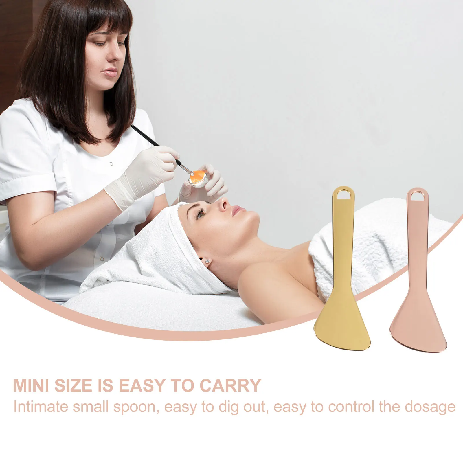 

2 Pcs Eye Cream Spoon Zinc Alloy Portable Reusable Makeup Scoop Smooth Surface Compact Beauty Tool for Face Cream Application