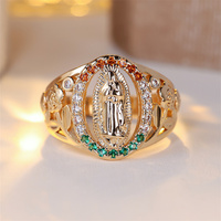 Luxury Crystal Multicolor Zircon Ring Vintage Fashion Gold Color Wedding Bands Engagement Rings Jewelry For Women Men Accessory