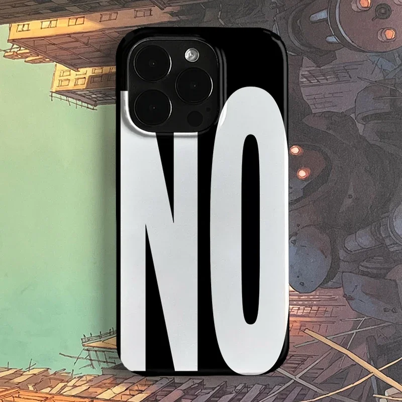 NO and YES Personalized Art Black White Letters Phone Case For iPhone 17 AIR 16 15 14 13 12 11 Pro Max 7 8 Plus MINI Y2K Cover