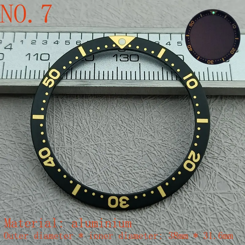 38mm * 31.6mm Pearl watch bezel suitable for SKX 007 SKX 009 flat glass case mounting spare parts aluminum bezel