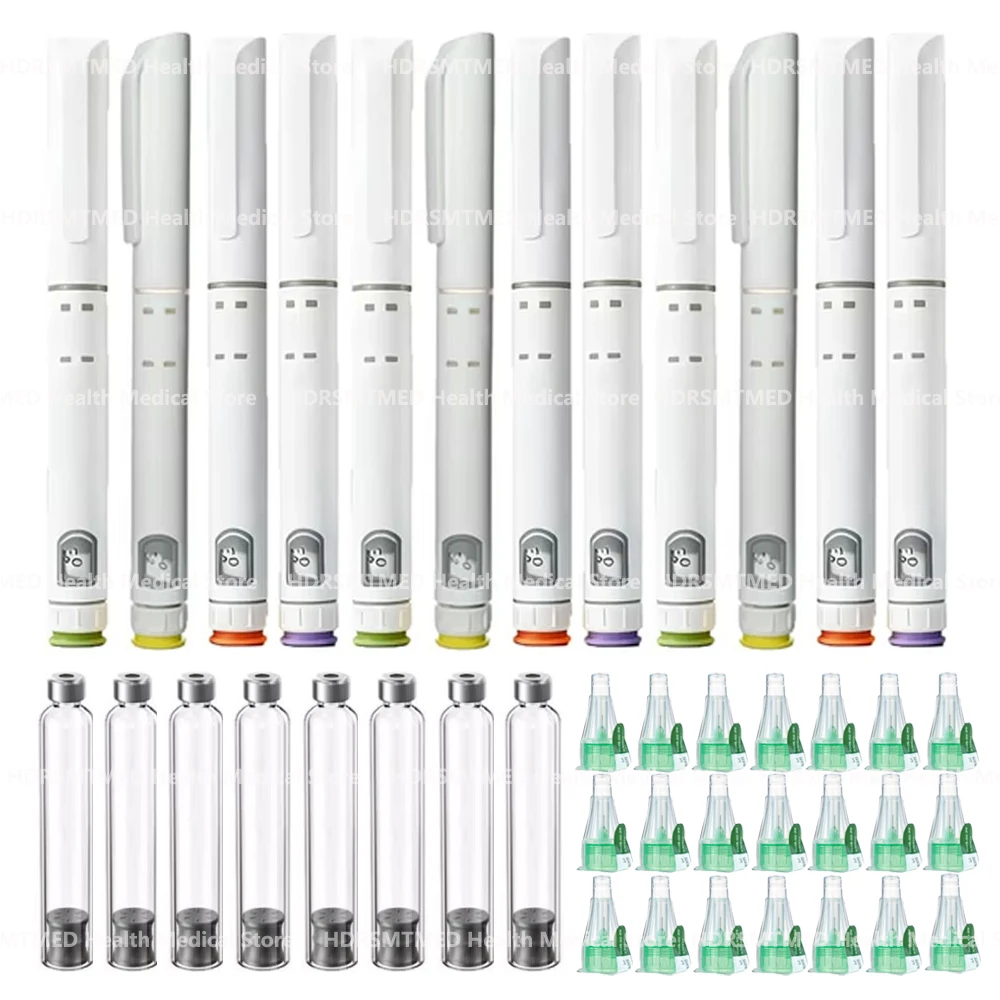 Disposable Sterile Injection Pen Insulin Injection Pen Adjustable Growth Hormone Dose 60U with 3ml Cartridges & 32G 4mm Pen Tip