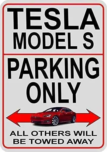 Tesla Model S Parking Only Metal Sign 8x12 Notice Electric Sports Super Car Plaque