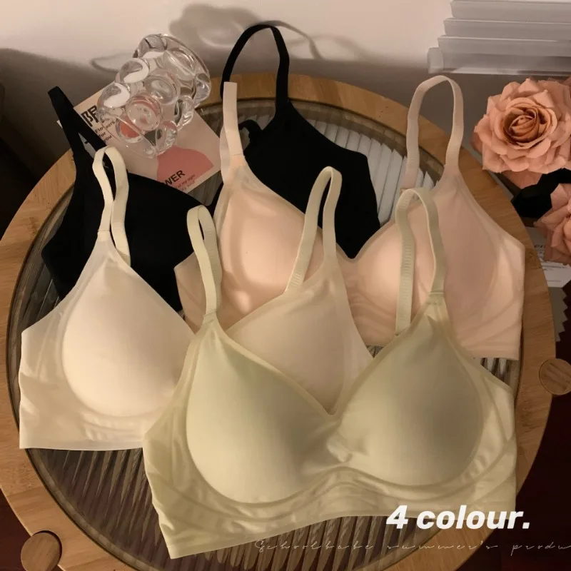 Non-marking Underwear Women's Cool Feeling Gathers The Pair of Breasts, Big Breasts, Small Yoga Breasts, No Steel Ring Sleep Bra