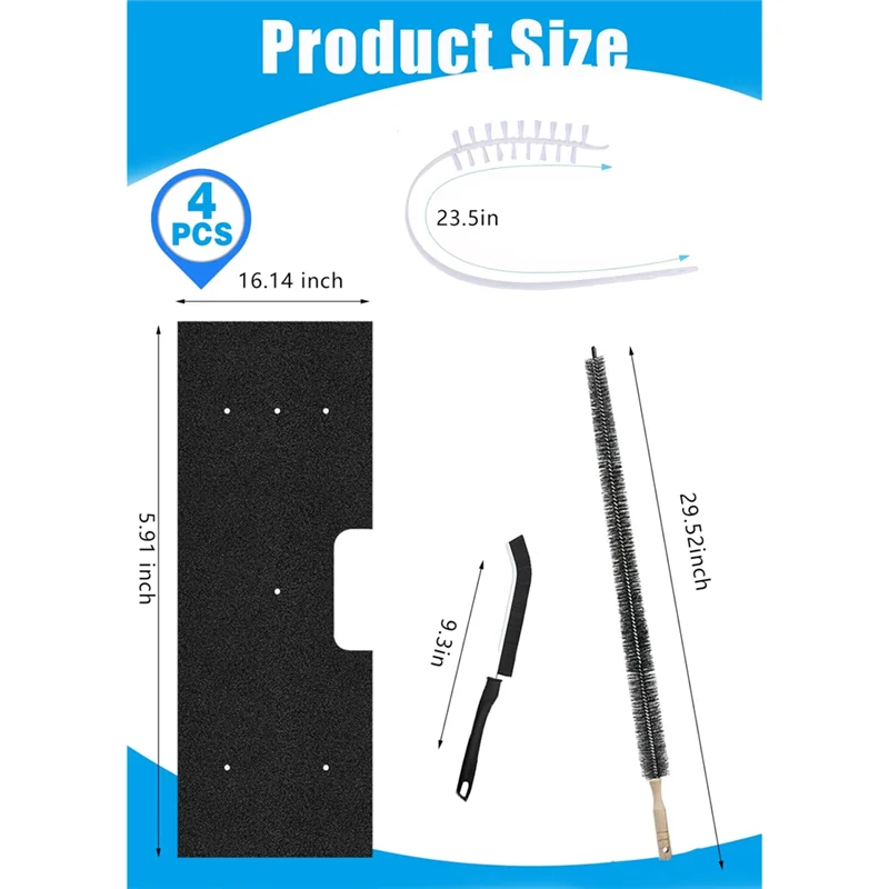 ABBP-Ersatz-Fusselfilter 4er-Pack für GE Profile Waschmaschine Trockner Combo-für GE WH01X35719 kompatibel inklusive Trockner-Entlüftungsbürste